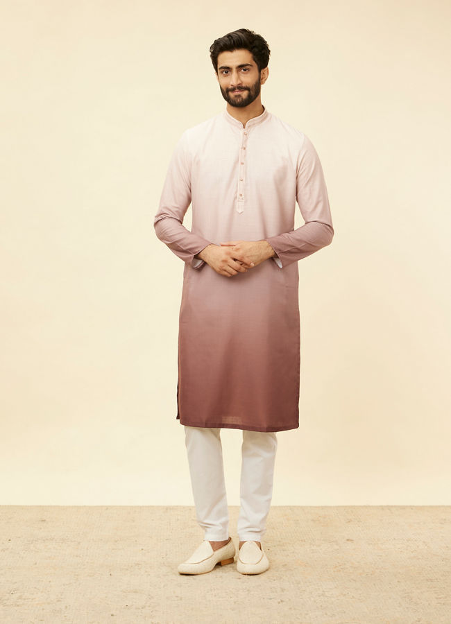 alt message - Manyavar Men Spring Lilac Ombre Kurta Set image number 2